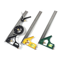 Load image into Gallery viewer, 300mm Adjustable Stainless Steel Combination Square Angle Ruler 45/90/180 Degree Multifunctional Woodworking Measuring Tool

