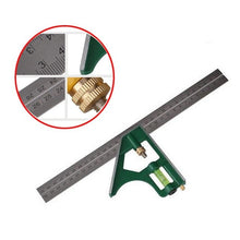 Load image into Gallery viewer, 300mm Adjustable Stainless Steel Combination Square Angle Ruler 45/90/180 Degree Multifunctional Woodworking Measuring Tool
